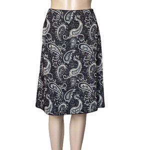 Pollini  paisley print black jacquard skirt with glass beads at hem NWOT